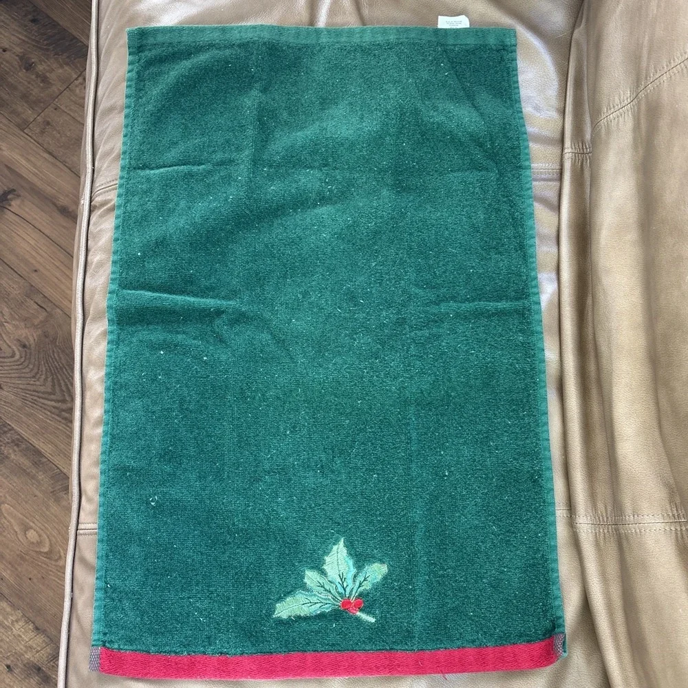 Christmas‎ Bath Fingertip Towel + Tea Towel Set Green Holly Berry  Walmart